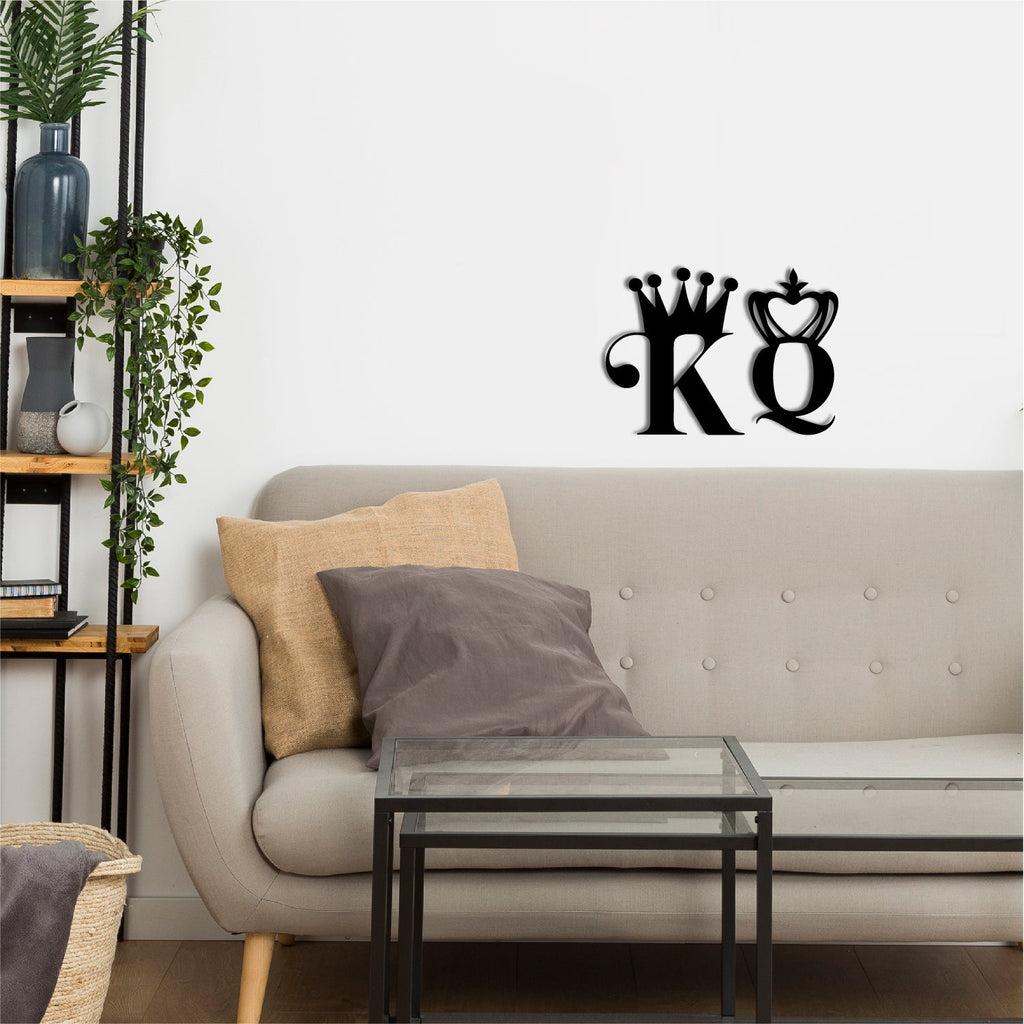 "King And Queen" Love Theme Black Engineered Wood Wall Art Cutout, Ready to Hang Home DÃ©cor Kafalo