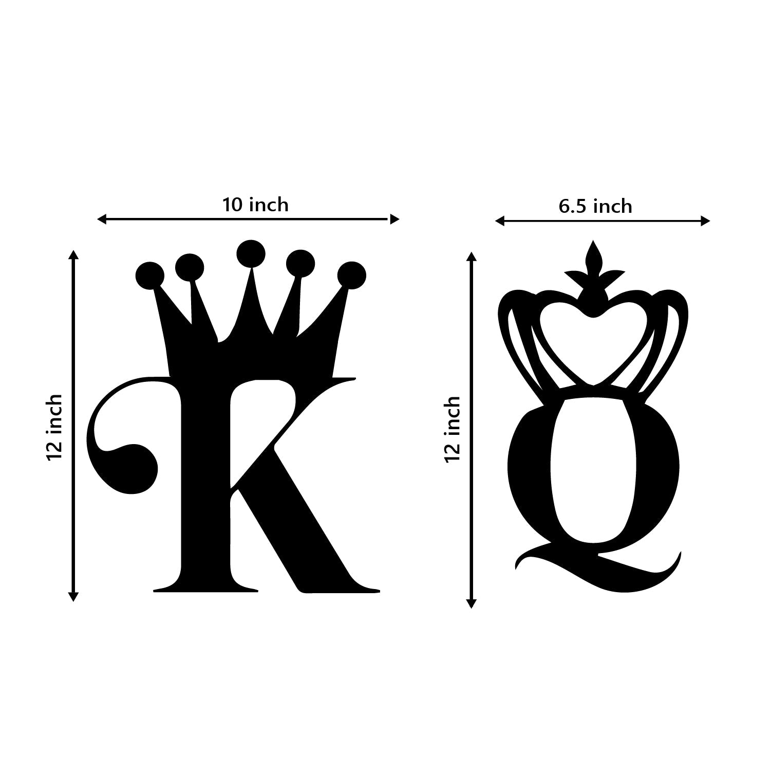 "King And Queen" Love Theme Black Engineered Wood Wall Art Cutout, Ready to Hang Home DÃ©cor Kafalo