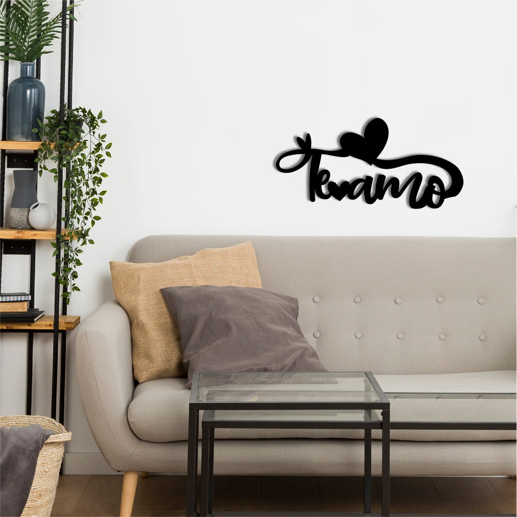 "Te Amo meaning I Love You" Valentine Theme Black Engineered Wood Wall Art Cutout, Ready to Hang Home Decor Kafalo