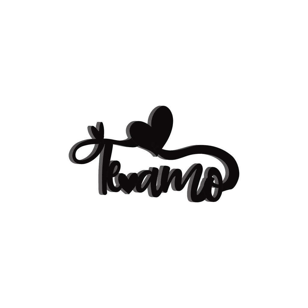 "Te Amo meaning I Love You" Valentine Theme Black Engineered Wood Wall Art Cutout, Ready to Hang Home Decor Kafalo