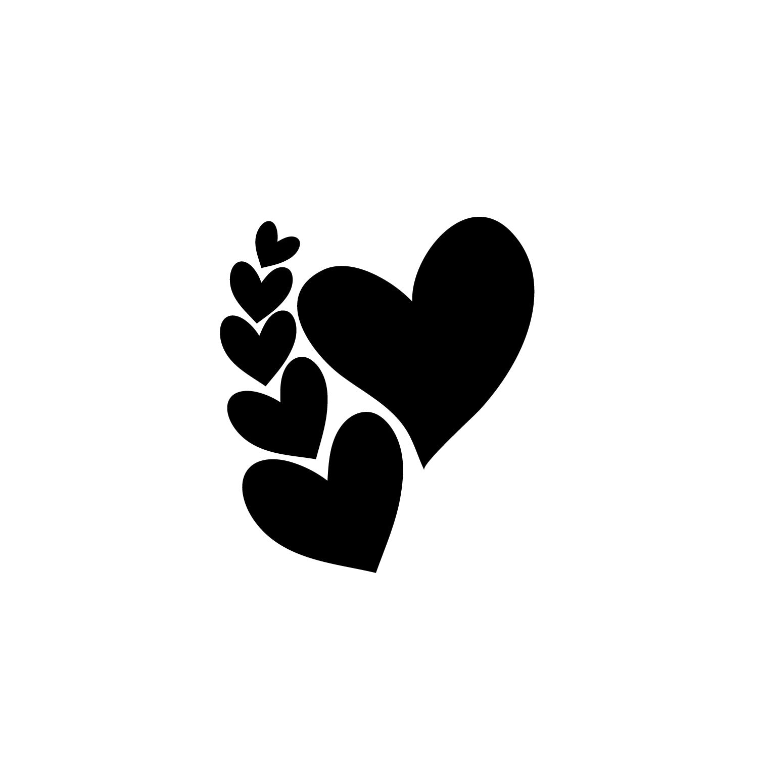 Set Of 6 Hearts Love Theme Black Engineered Wood Wall Art Cutout, Ready To Hang Home Decor Kafalo