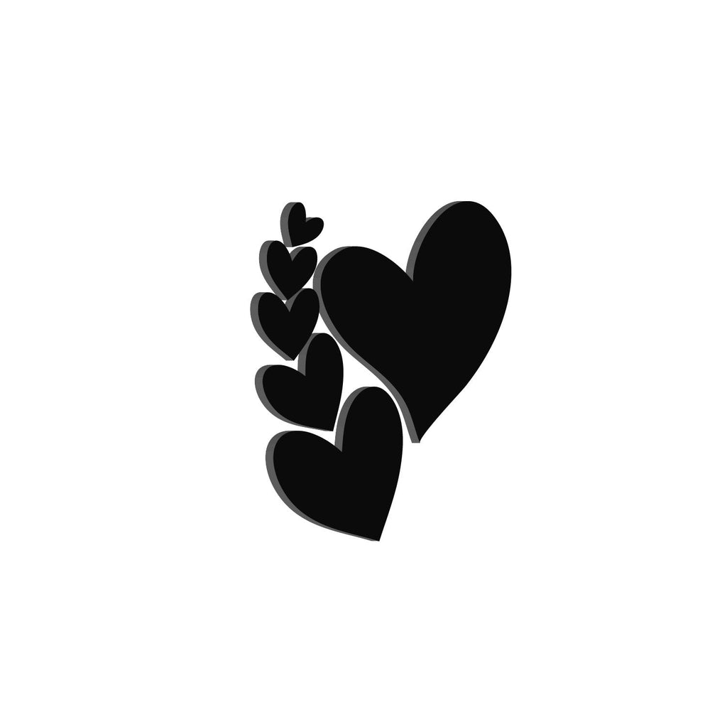 Set Of 6 Hearts Love Theme Black Engineered Wood Wall Art Cutout, Ready To Hang Home Decor Kafalo