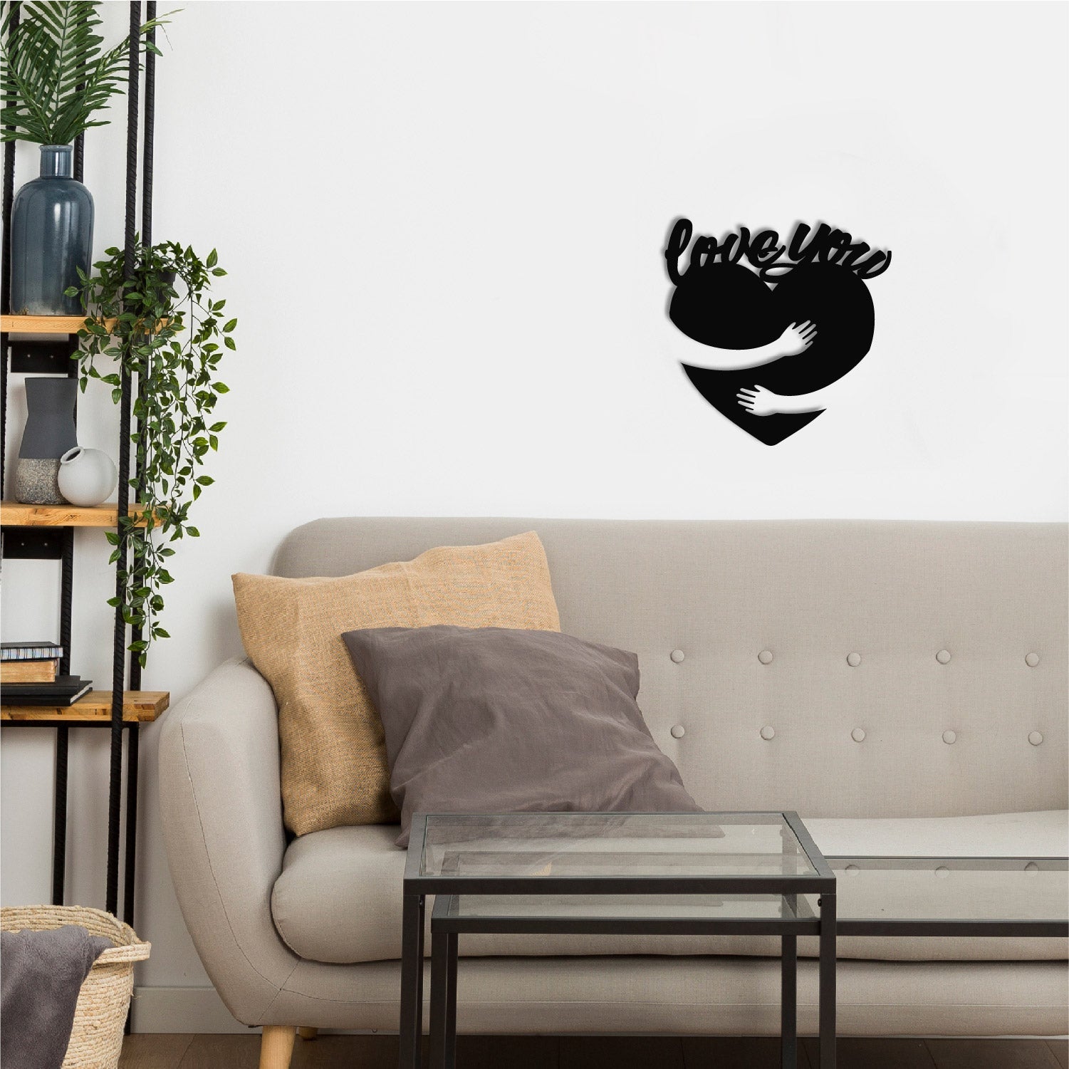 Love You Valentine Theme Black Engineered Wood Wall Art Cutout, Ready To Hang Home Decor Kafalo