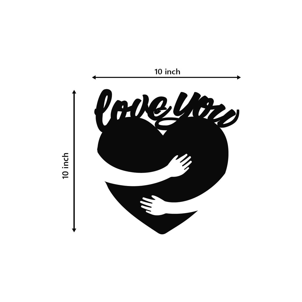 Love You Valentine Theme Black Engineered Wood Wall Art Cutout, Ready To Hang Home Decor Kafalo