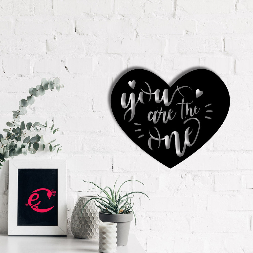 "You are the One" Love Theme Black Engineered Wood Wall Art Cutout, Ready to Hang Home Decor Kafalo