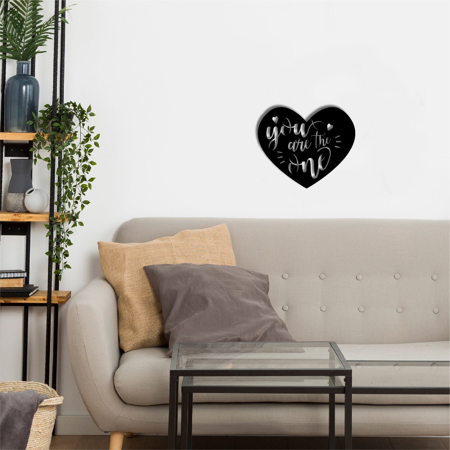 "You are the One" Love Theme Black Engineered Wood Wall Art Cutout, Ready to Hang Home Decor Kafalo