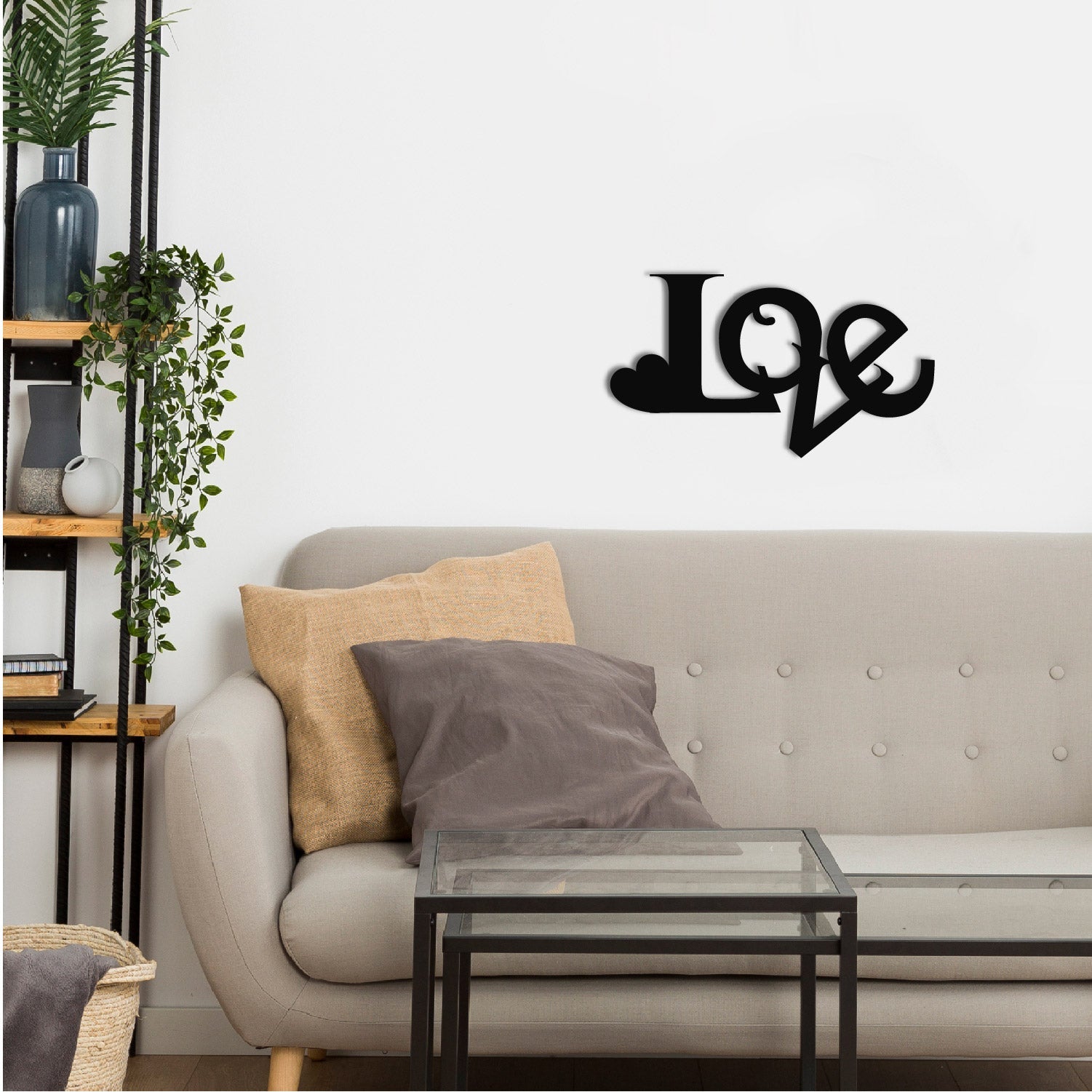 "Love" Valentine Theme Black Engineered Wood Wall Art Cutout, Ready to Hang Home Decor Kafalo