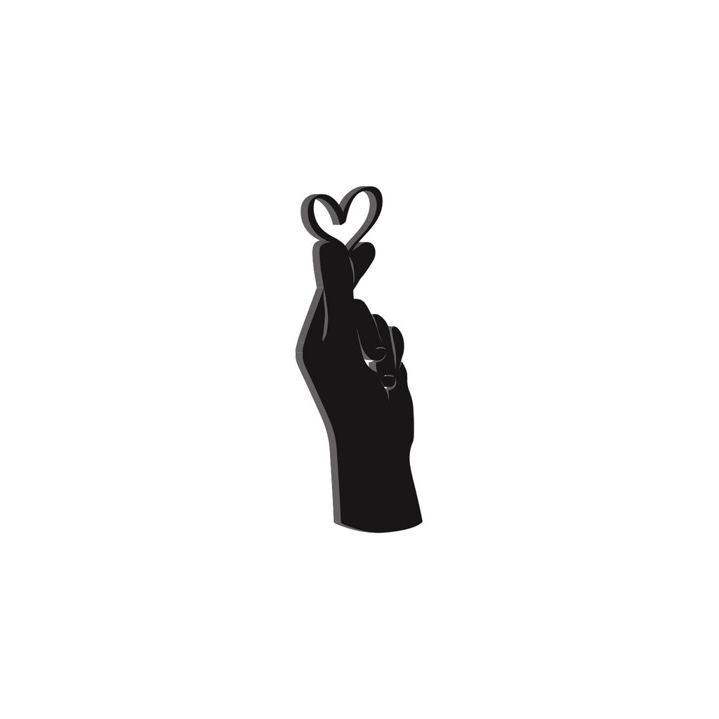 "Little Heart in Hand" Love Theme Black Engineered Wood Wall Art Cutout, Ready to Hang Home Decor Kafalo