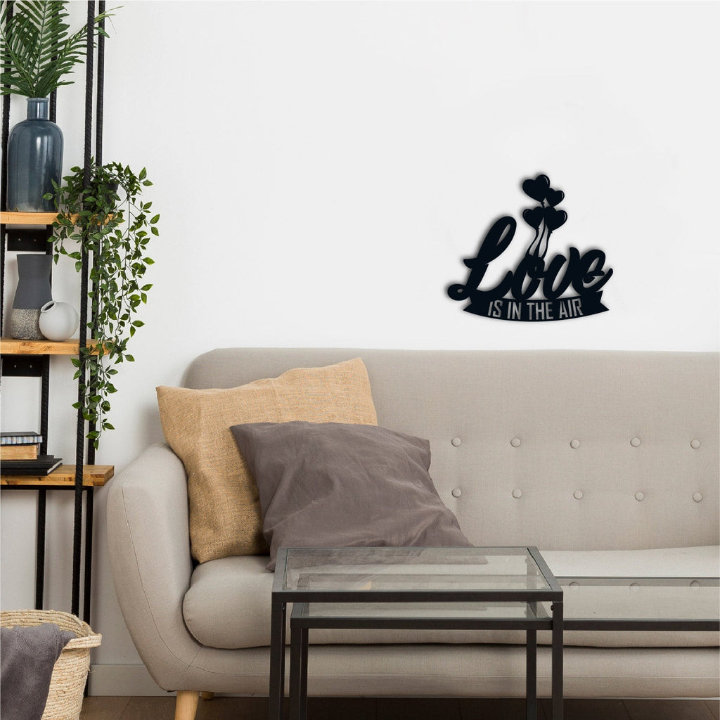 "Love is in the air with Hearth Balloons" Black Engineered Wood Wall Art Cutout, Ready to Hang Home Decor Kafalo