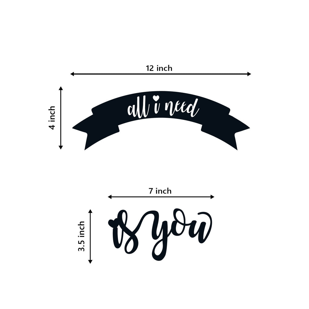 "All I need is You" Love Theme Black Engineered Wood Wall Art Cutout, Ready to Hang Home Decor Kafalo