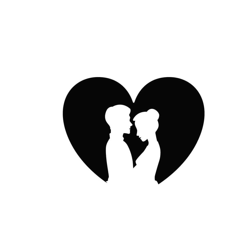 Loving Couple Carved out from Heart Black Engineered Wood Wall Art Cutout, Ready to Hang Home Decor Kafalo