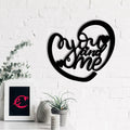 You And Me Heart Shape Black Engineered Wood Wall Art Cutout, Ready To Hang Home DÃ£Â©Cor Kafalo