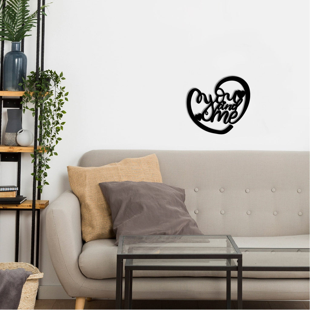 You And Me Heart Shape Black Engineered Wood Wall Art Cutout, Ready To Hang Home DÃ£Â©Cor Kafalo
