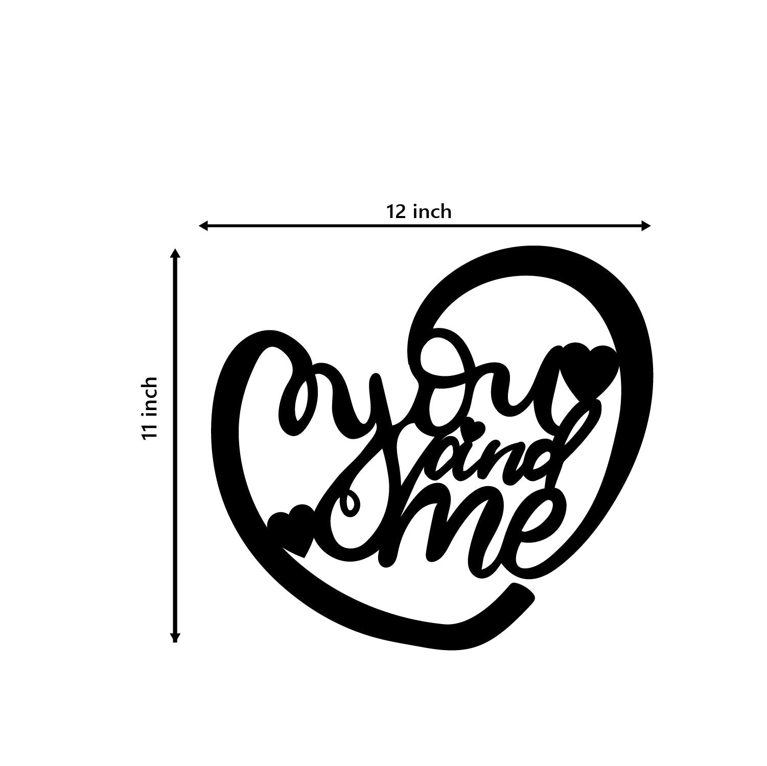 You And Me Heart Shape Black Engineered Wood Wall Art Cutout, Ready To Hang Home DÃ£Â©Cor Kafalo