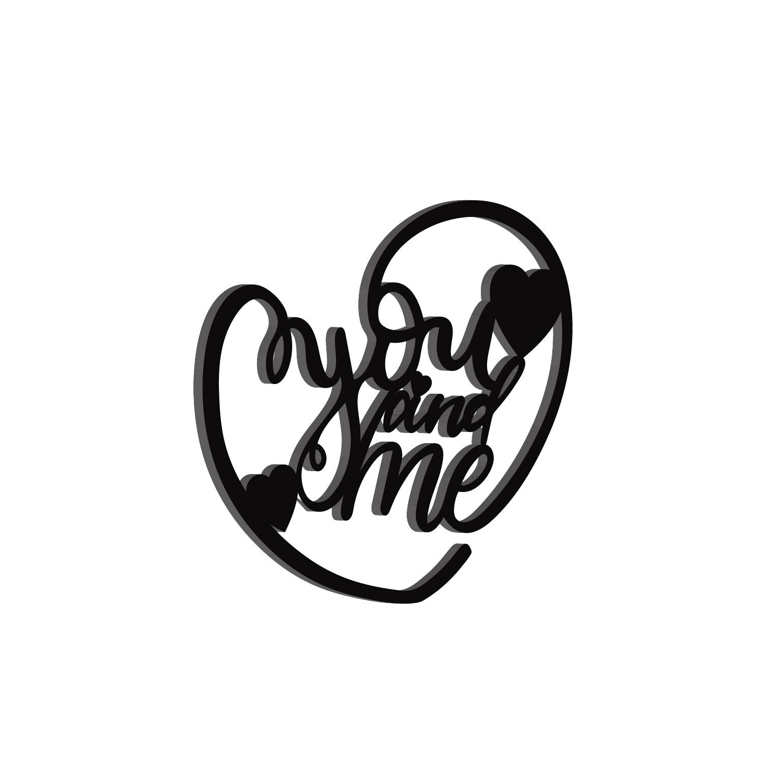 You And Me Heart Shape Black Engineered Wood Wall Art Cutout, Ready To Hang Home DÃ£Â©Cor Kafalo