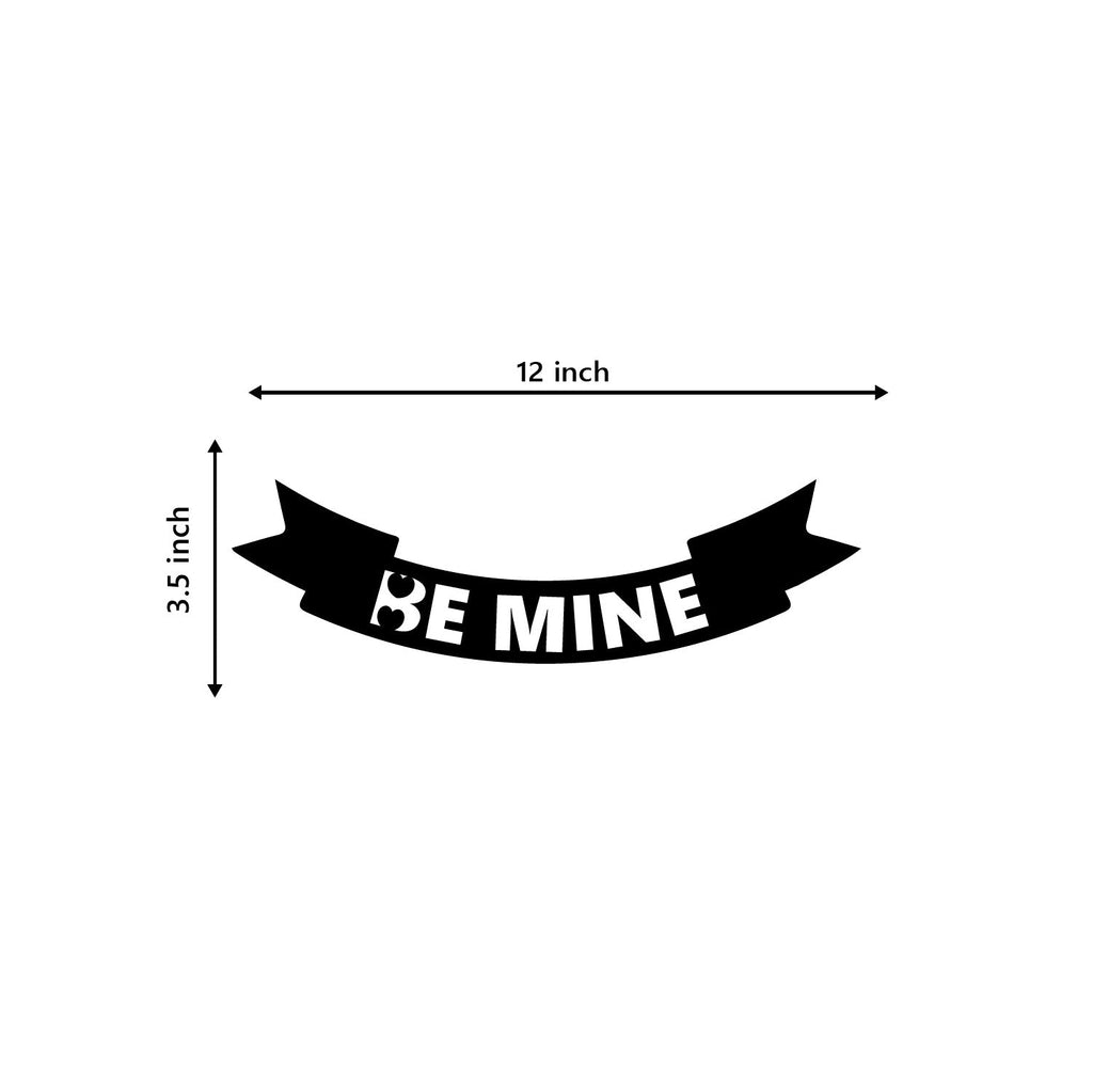 "Be Mine" Love Theme Black Engineered Wood Wall Art Cutout, Ready to Hang Home Decor Kafalo