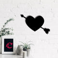 Heart with Love Arrow Black Engineered Wood Wall Art Cutout, Ready to Hang Home Decor Kafalo