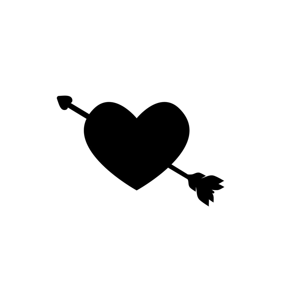 Heart with Love Arrow Black Engineered Wood Wall Art Cutout, Ready to Hang Home Decor Kafalo