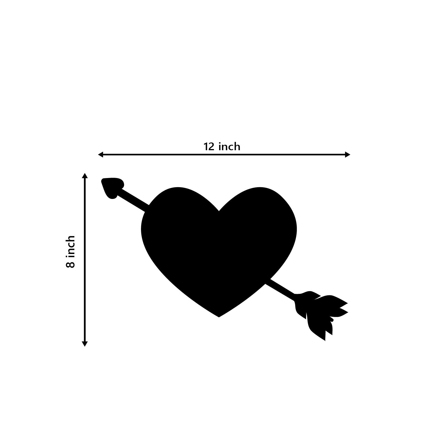 Heart with Love Arrow Black Engineered Wood Wall Art Cutout, Ready to Hang Home Decor Kafalo