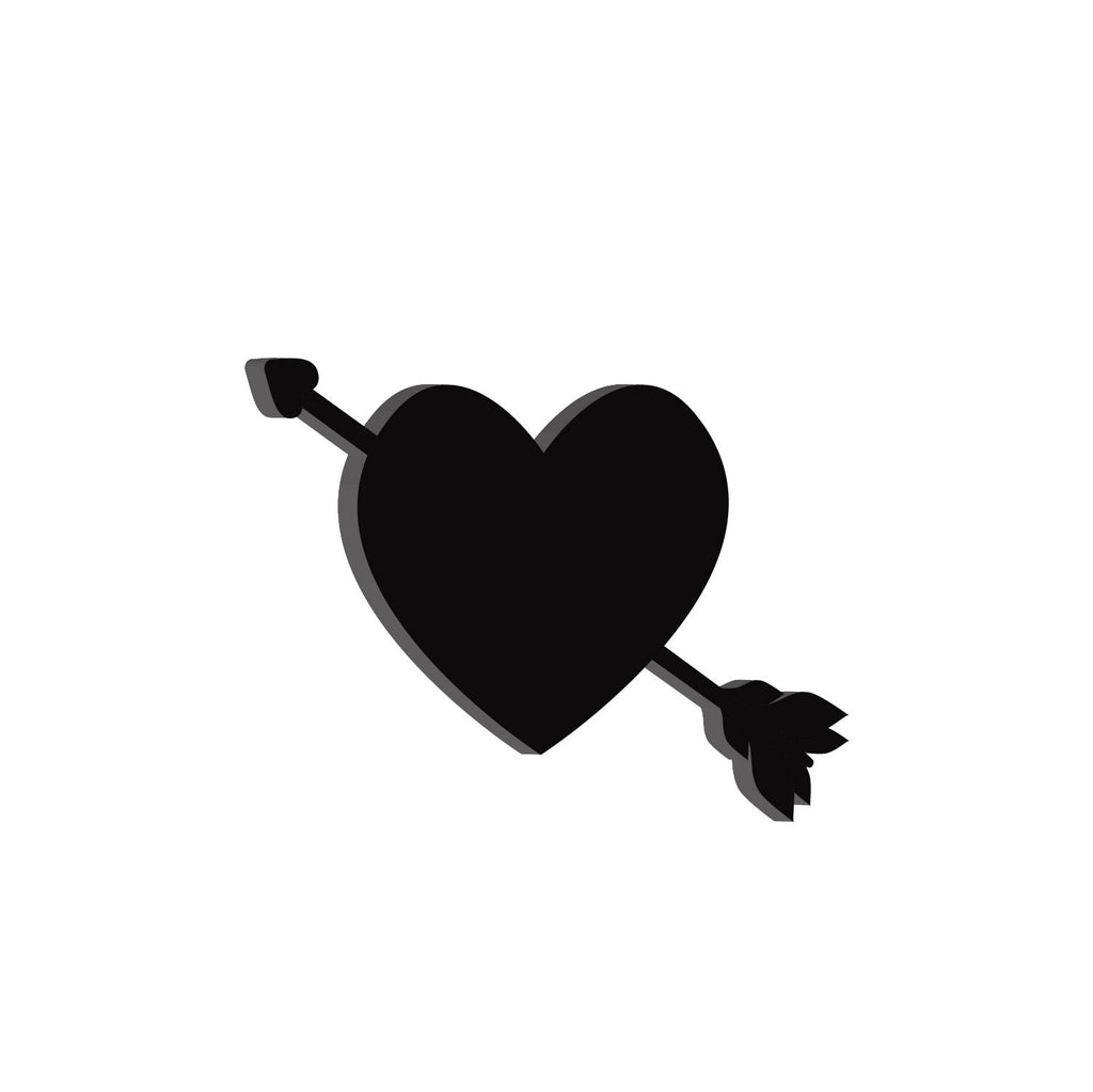 Heart with Love Arrow Black Engineered Wood Wall Art Cutout, Ready to Hang Home Decor Kafalo