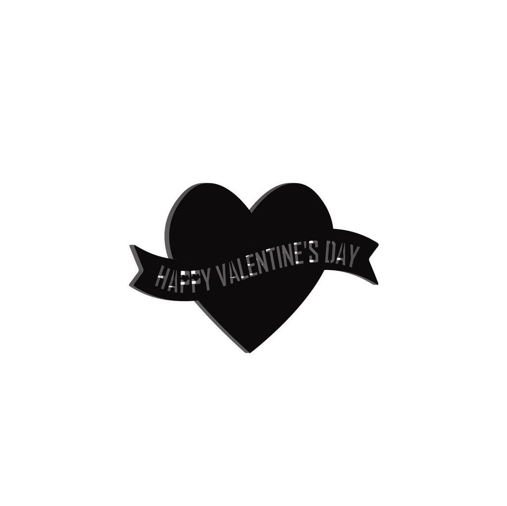 "Happy Valentine's Day" Black Engineered Wood Wall Art Cutout, Ready to Hang Home Decor Kafalo