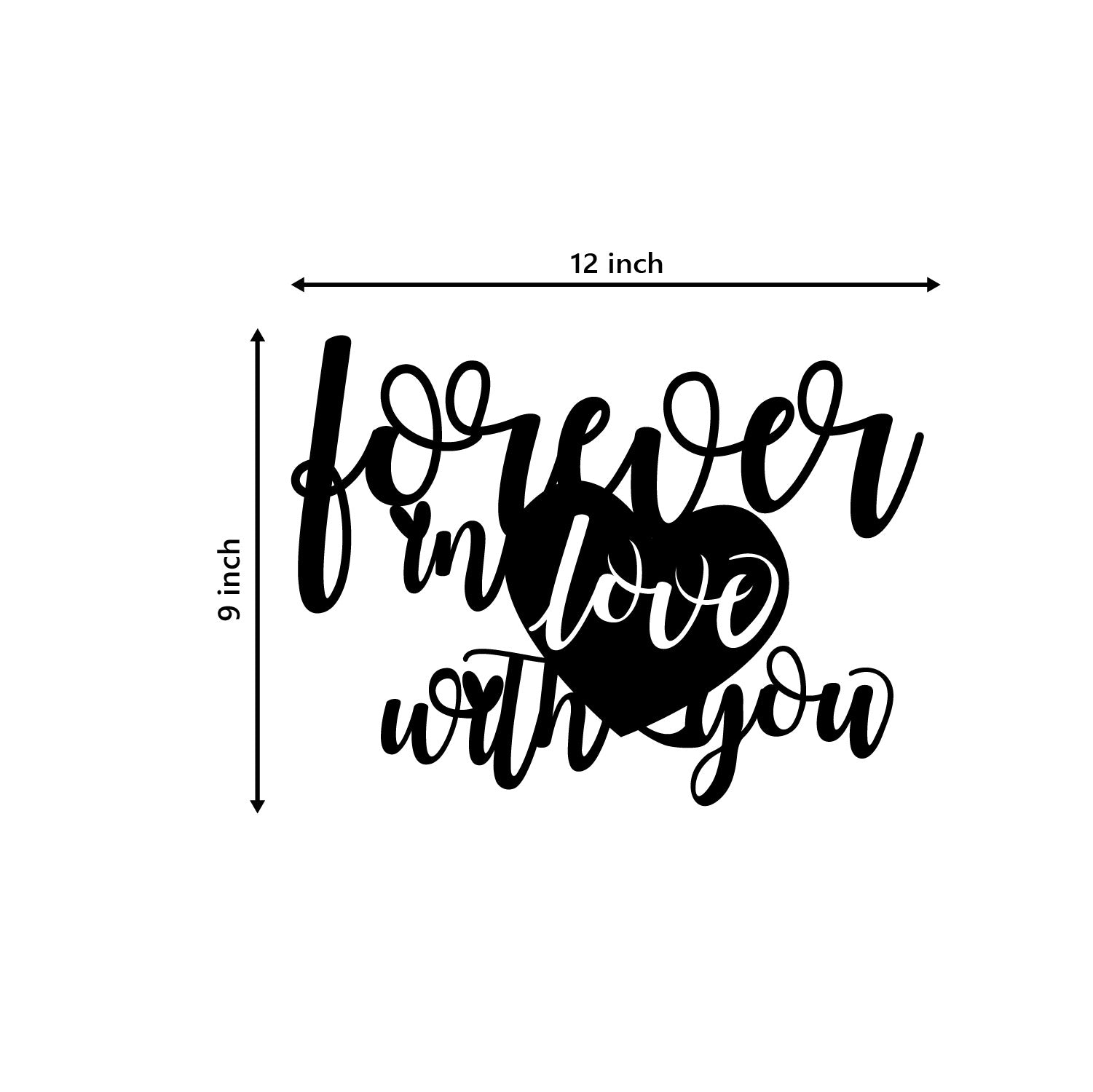 "Forever In Love With You" Valentine Theme Black Engineered Wood Wall Art Cutout, Ready to Hang Home Decor Kafalo