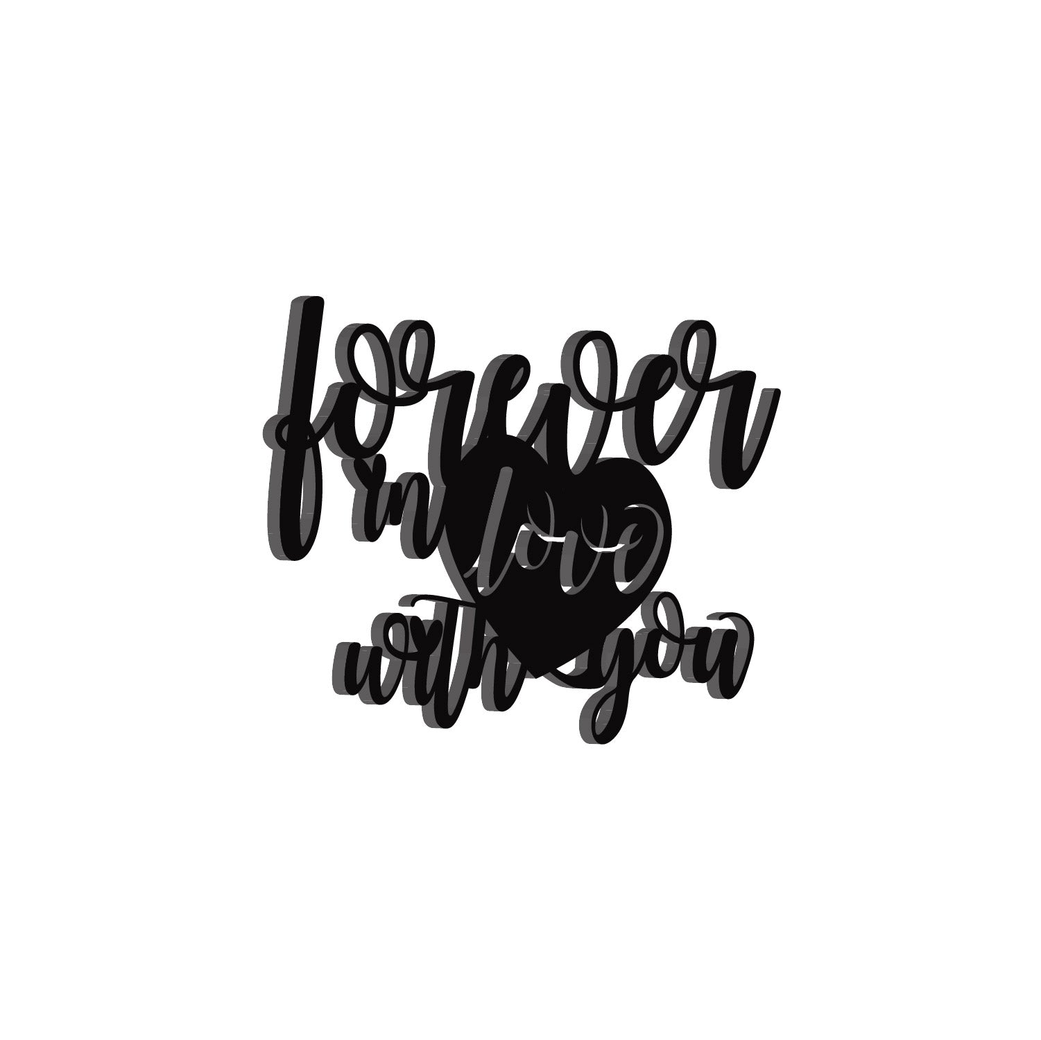 "Forever In Love With You" Valentine Theme Black Engineered Wood Wall Art Cutout, Ready to Hang Home Decor Kafalo