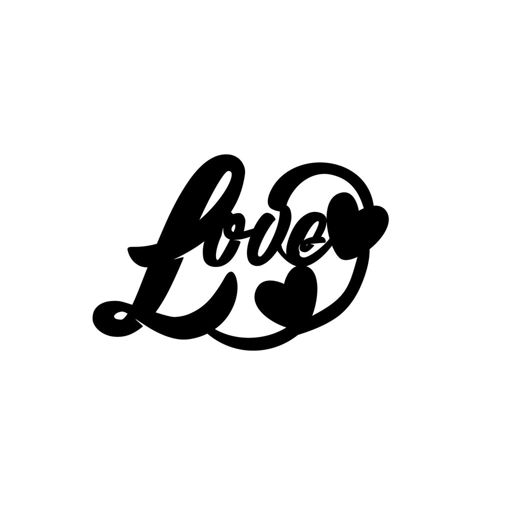 "Love with Hearts" Black Engineered Wood Wall Art Cutout, Ready to Hang Home Decor Kafalo