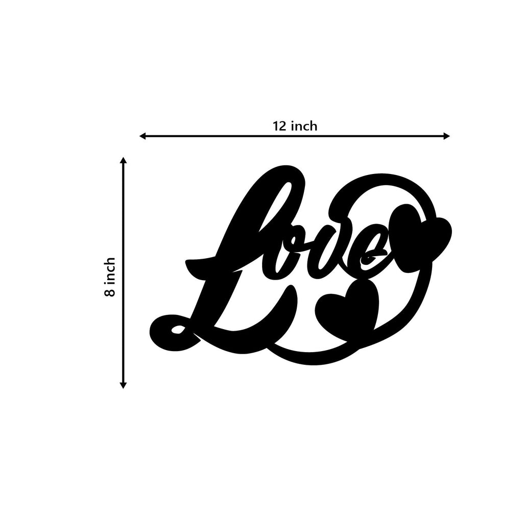 "Love with Hearts" Black Engineered Wood Wall Art Cutout, Ready to Hang Home Decor Kafalo