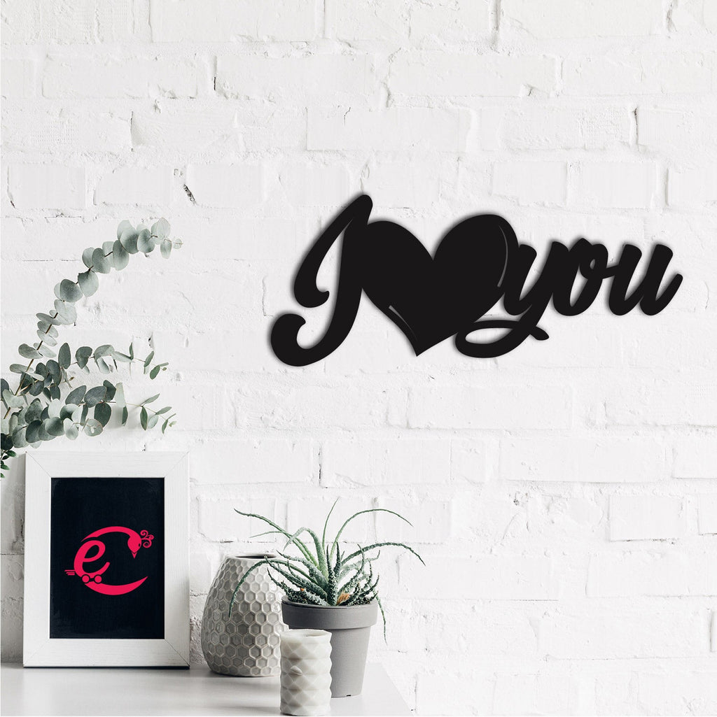 I Love You Black Engineered Wood Wall Art Cutout, Ready To Hang Home Decor Kafalo