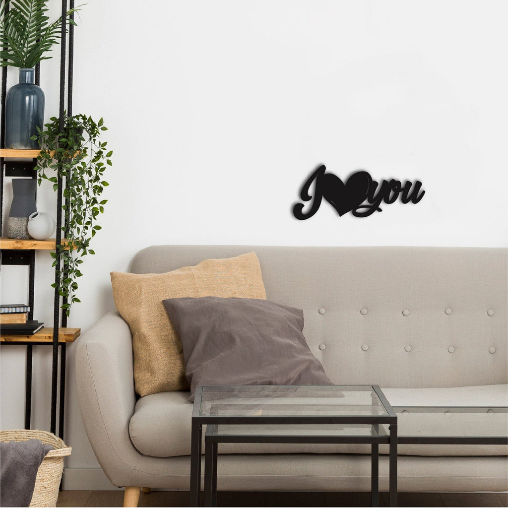 I Love You Black Engineered Wood Wall Art Cutout, Ready To Hang Home Decor Kafalo