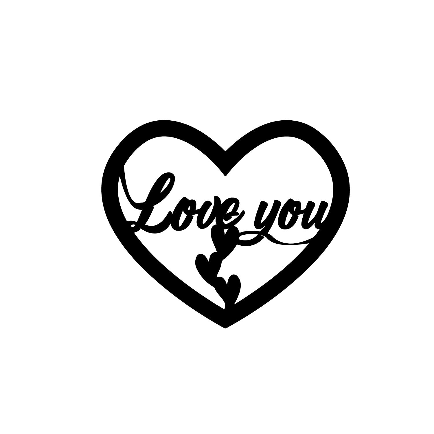 "Love You with Hearts" Black Engineered Wood Wall Art Cutout, Ready to Hang Home Decor Kafalo