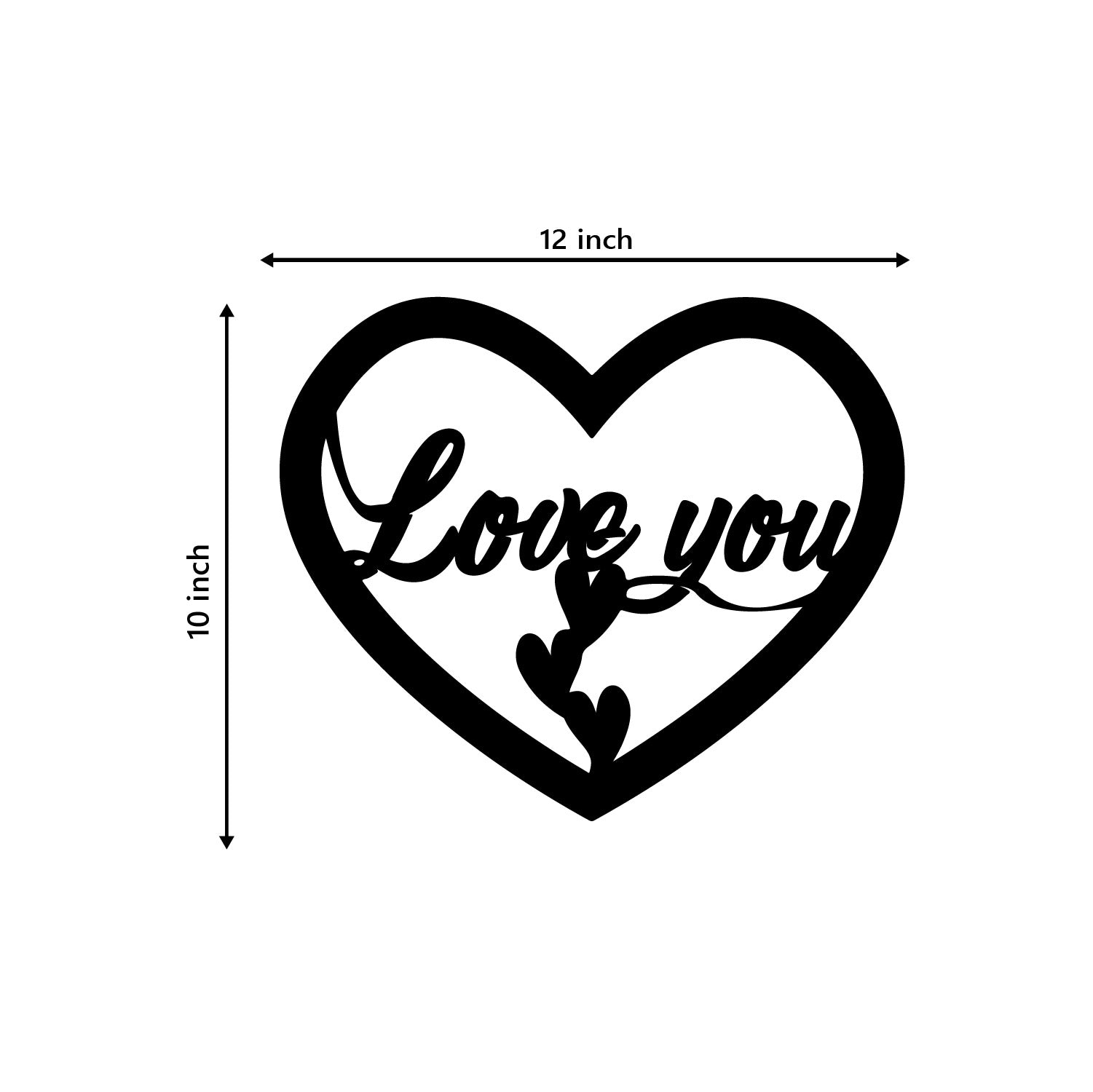 "Love You with Hearts" Black Engineered Wood Wall Art Cutout, Ready to Hang Home Decor Kafalo