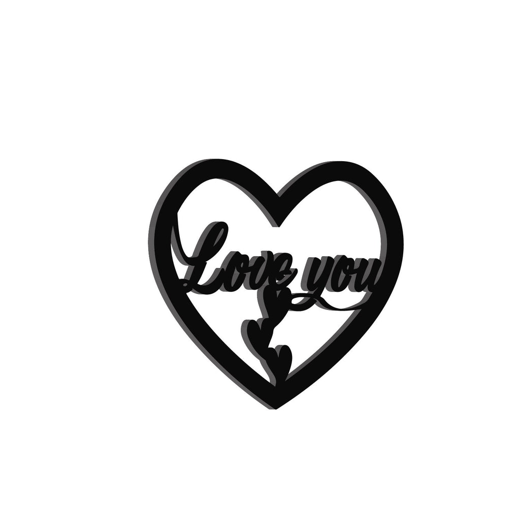 "Love You with Hearts" Black Engineered Wood Wall Art Cutout, Ready to Hang Home Decor Kafalo