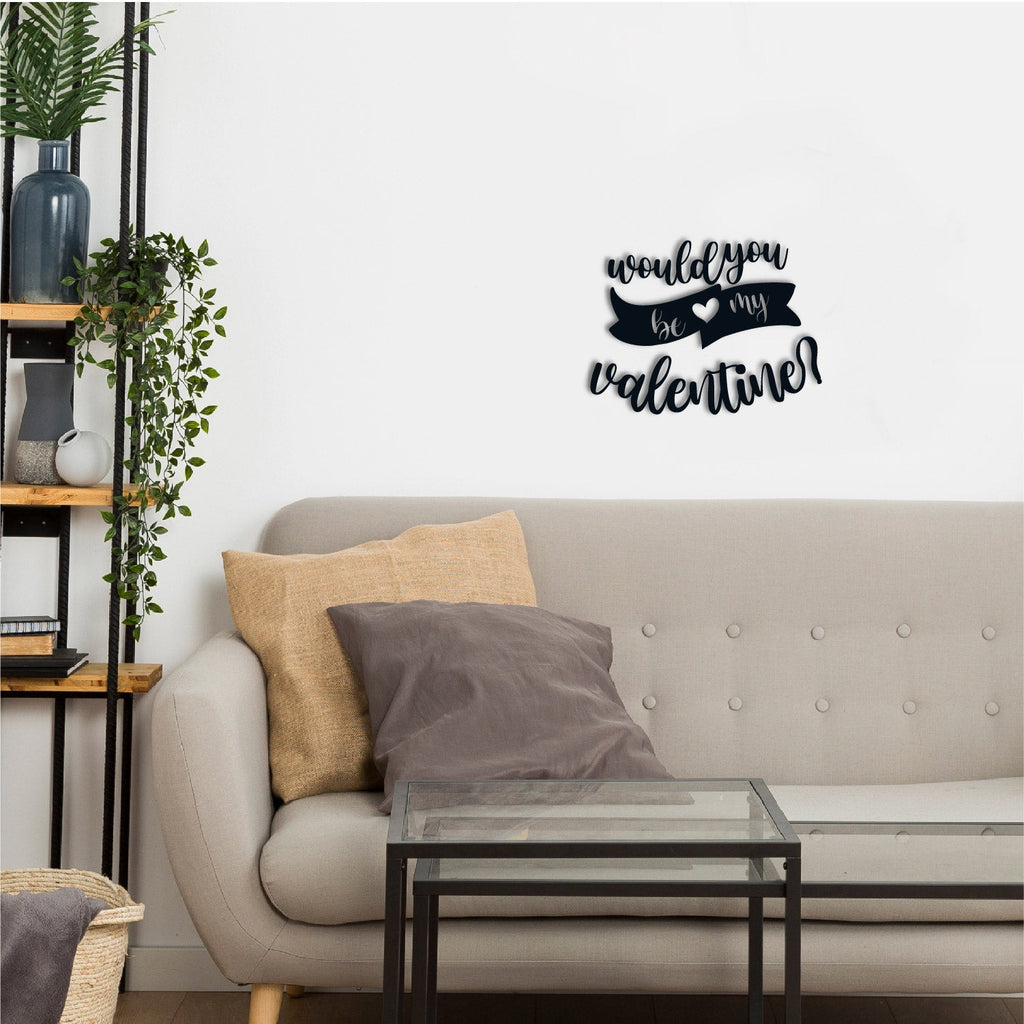 "Would You Be My Valentine" Black Engineered Wood Wall Art Cutout, Ready to Hang Home Decor Kafalo