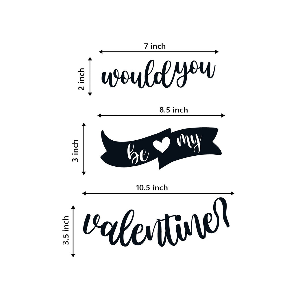 "Would You Be My Valentine" Black Engineered Wood Wall Art Cutout, Ready to Hang Home Decor Kafalo