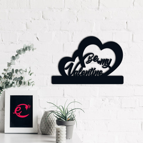 "Be My Valentine" Black Engineered Wood Wall Art Cutout, Ready to Hang Home Decor Kafalo