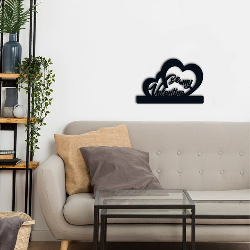 "Be My Valentine" Black Engineered Wood Wall Art Cutout, Ready to Hang Home Decor Kafalo