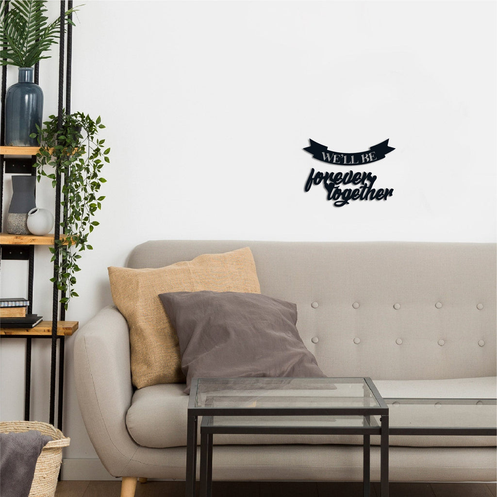 We Will Be Forever Together Love Theme Black Engineered Wood Wall Art Cutout, Ready To Hang Home Decor Kafalo