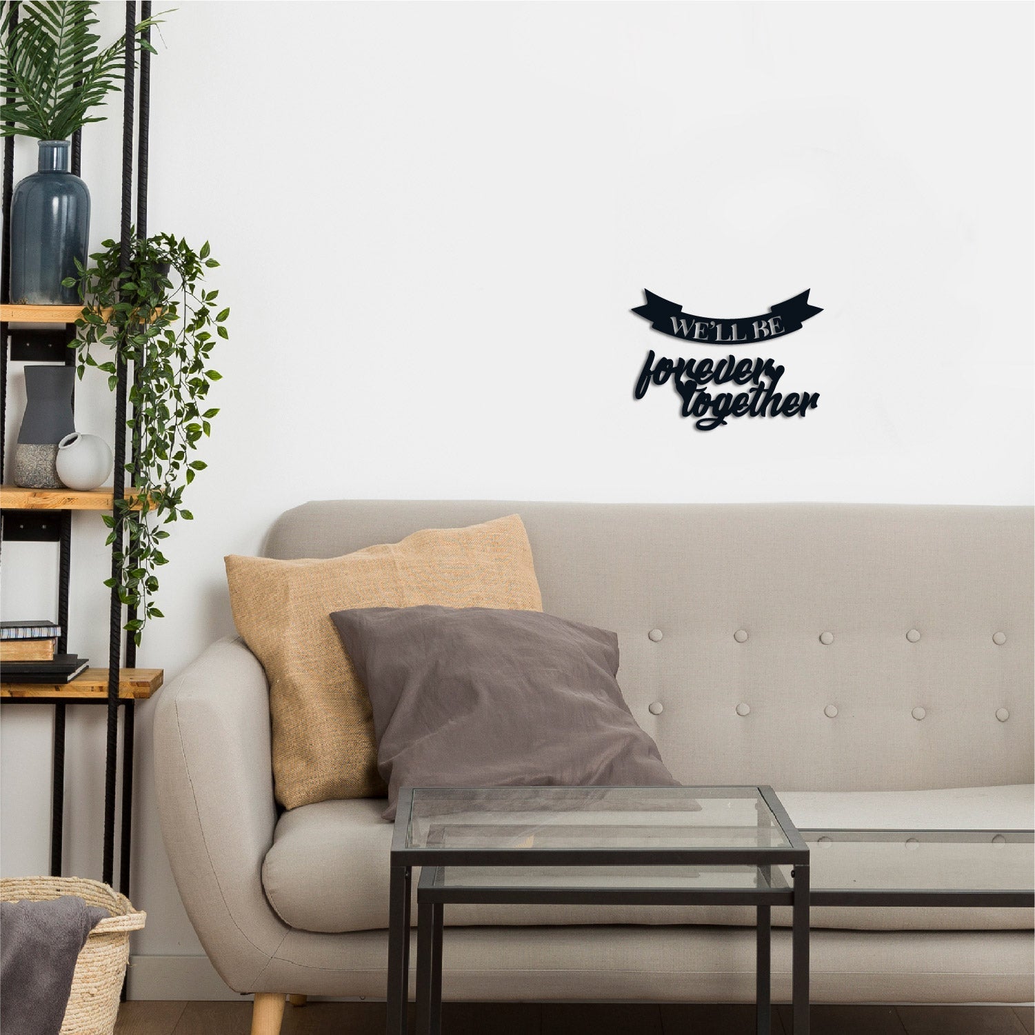 We Will Be Forever Together Love Theme Black Engineered Wood Wall Art Cutout, Ready To Hang Home Decor Kafalo