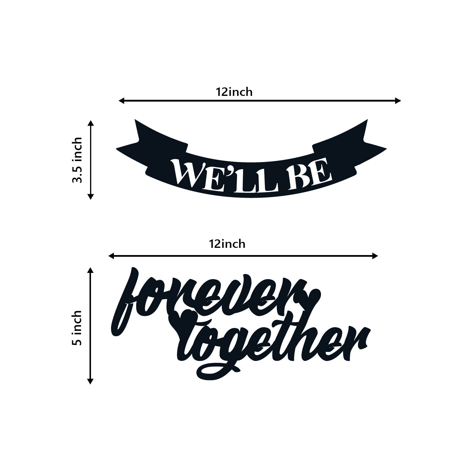 We Will Be Forever Together Love Theme Black Engineered Wood Wall Art Cutout, Ready To Hang Home Decor Kafalo