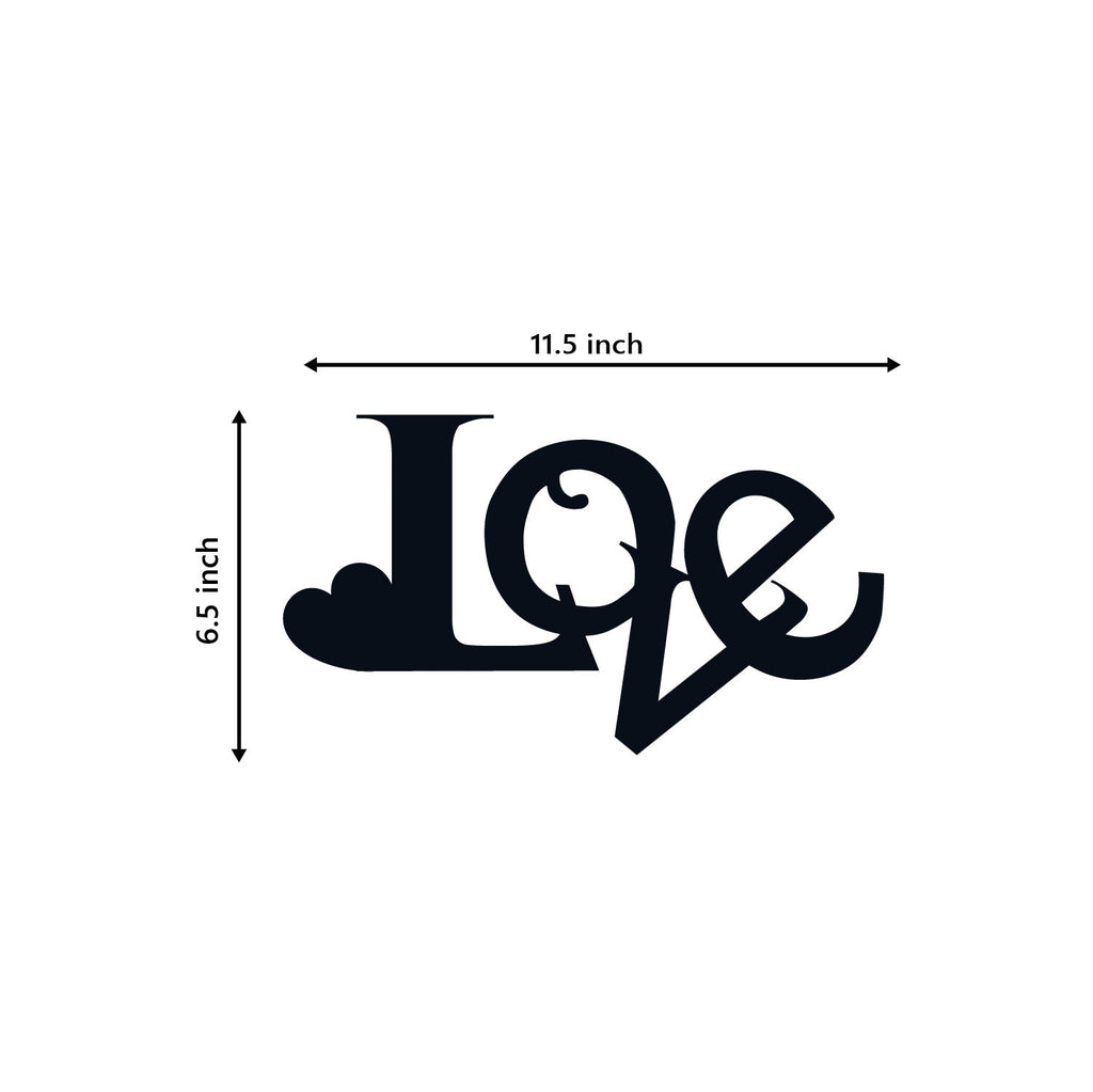 Love With Heart Love Theme Black Engineered Wood Wall Art Cutout, Ready To Hang Home Decor Kafalo
