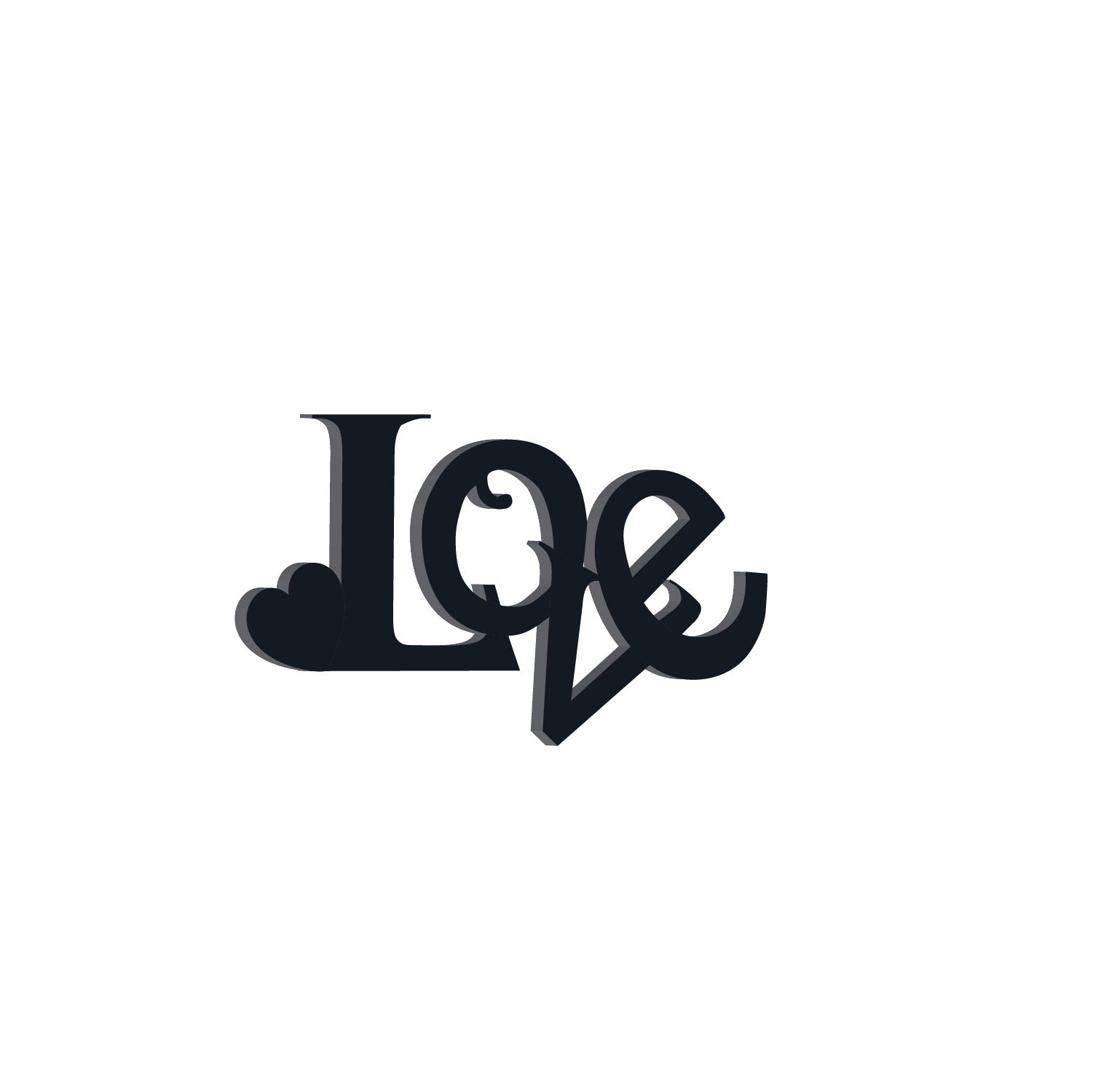 Love With Heart Love Theme Black Engineered Wood Wall Art Cutout, Ready To Hang Home Decor Kafalo
