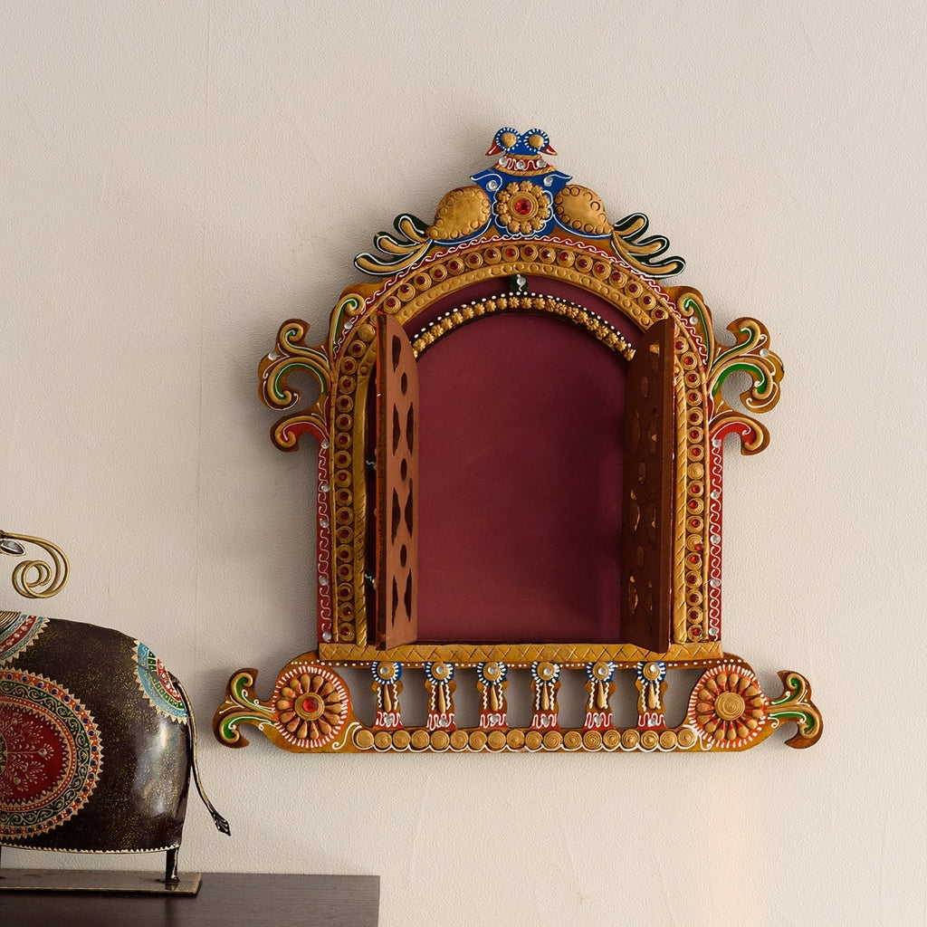 Decorative Handcrafted Papier-Mache Wooden Jharokha Wall Hanging Kafalo