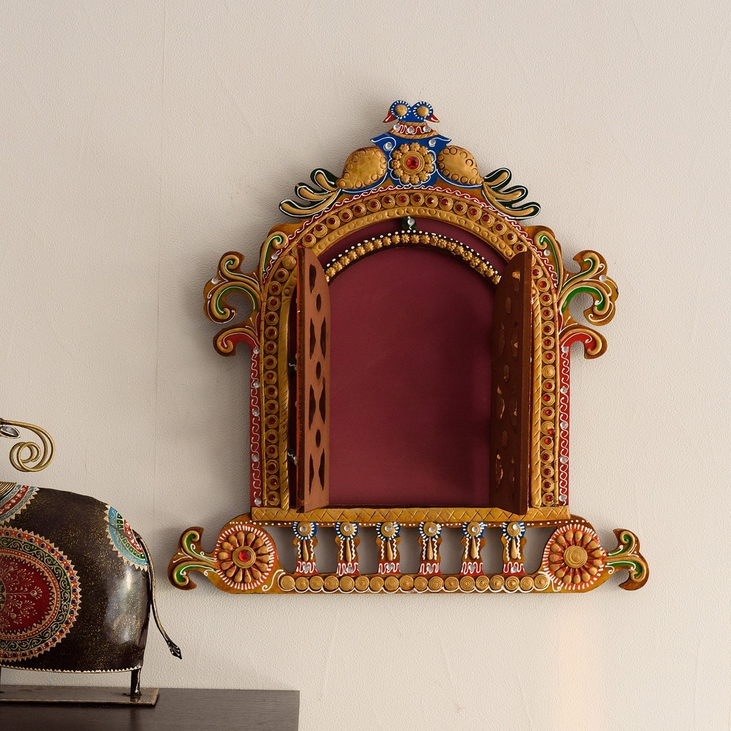 Decorative Handcrafted Papier-Mache Wooden Jharokha Wall Hanging Kafalo
