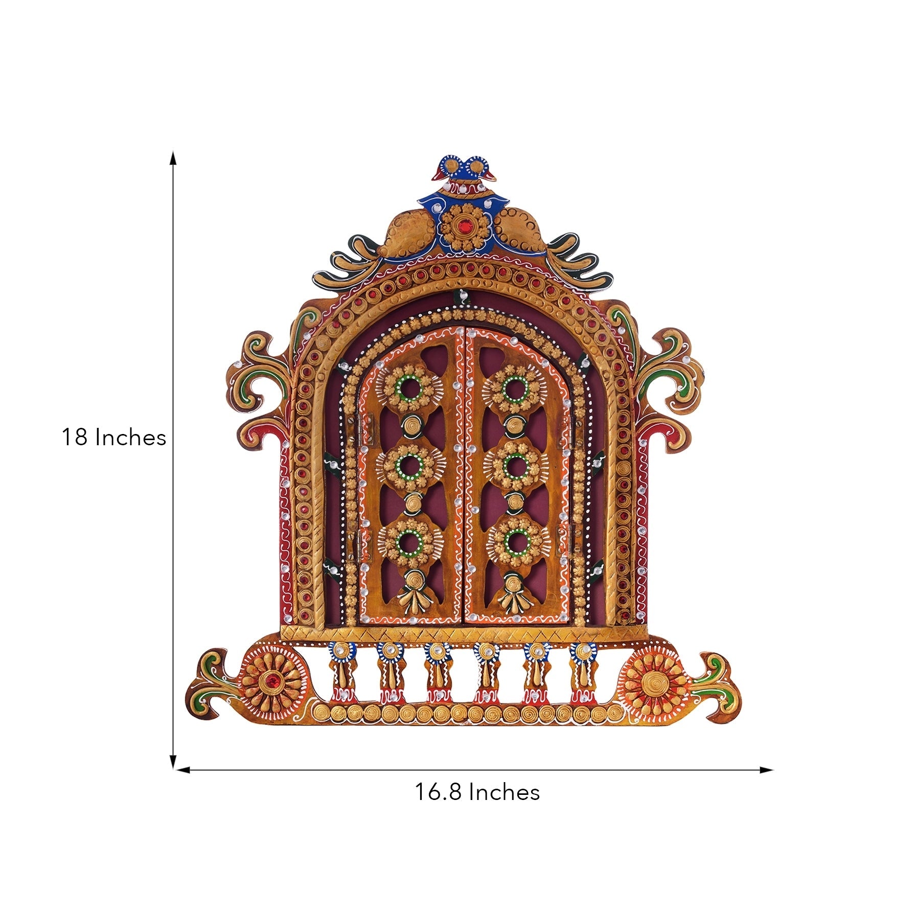 Decorative Handcrafted Papier-Mache Wooden Jharokha Wall Hanging Kafalo