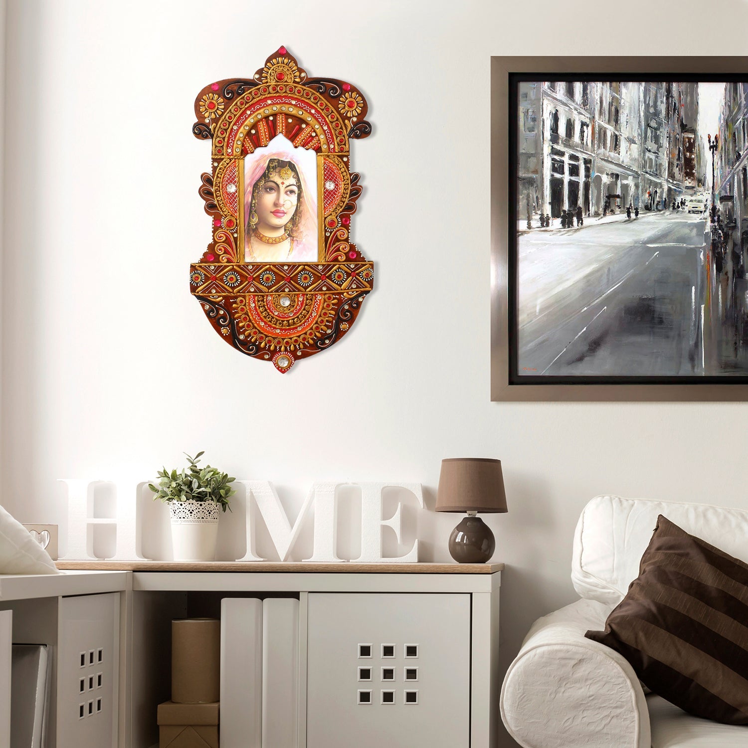 Decorative Handcrafted Papier-Mache Wooden Jharokha Wall Hanging