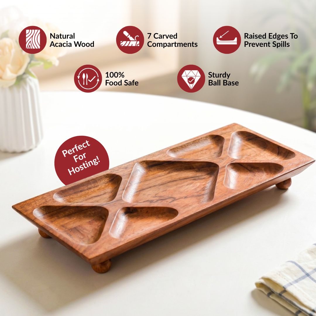 Nero Sectioned Serving Platter 43x18cm Nestasia