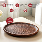Mango Wood Carved Nero Platter Oval 25x14cm Nestasia