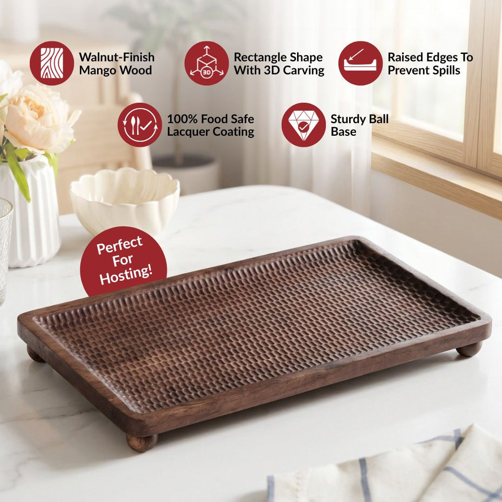 Wooden Nero Serving Platter Rectangle 35x25cm Nestasia